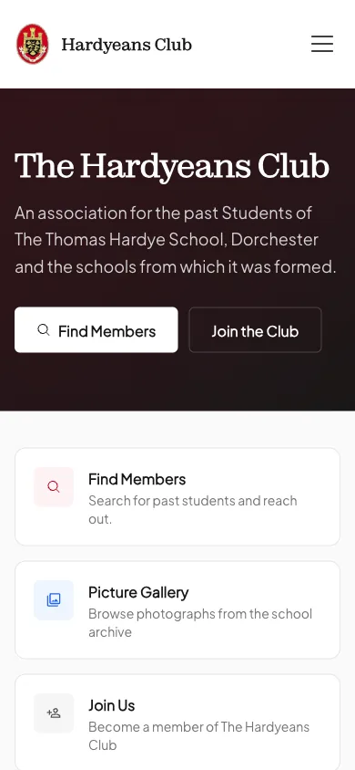 Hardyeans Club mobile view