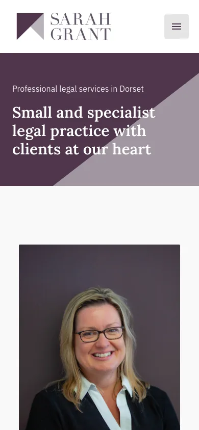 Sarah Grant Solicitors mobile view